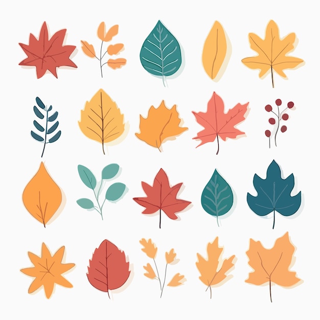 flat design autumn leaves collection set