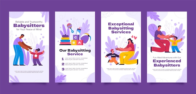 Flat design babysitting template