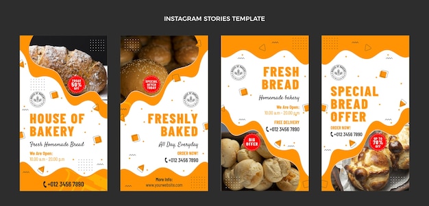 Flat design bakery instagram stories