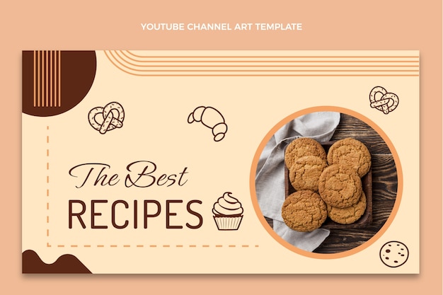 Flat design bakery youtube channel art