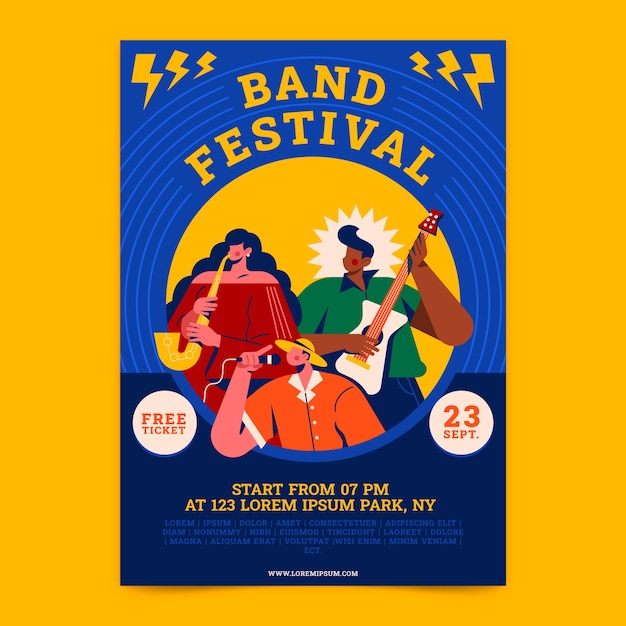 Flat design band poster poster