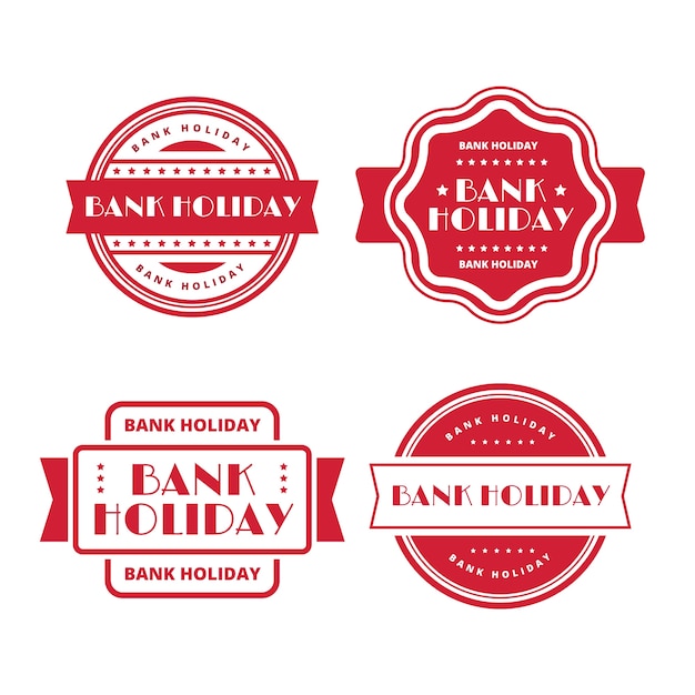 Flat design bank holiday labels set