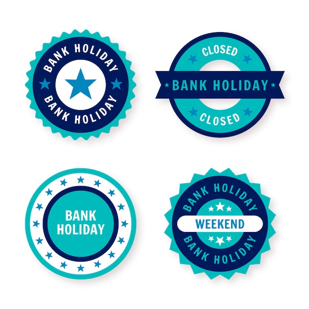 Flat design bank holiday labels template