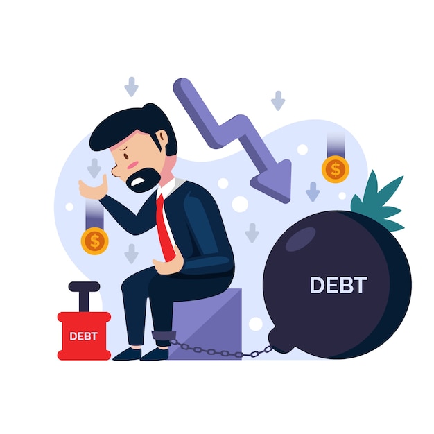 Vector flat design bankruptcy illustration