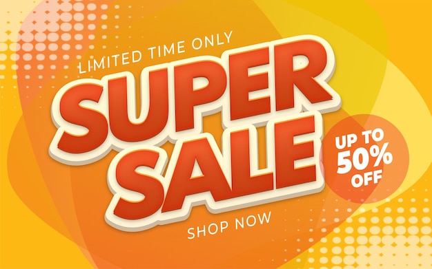 Flat design banner super sale template