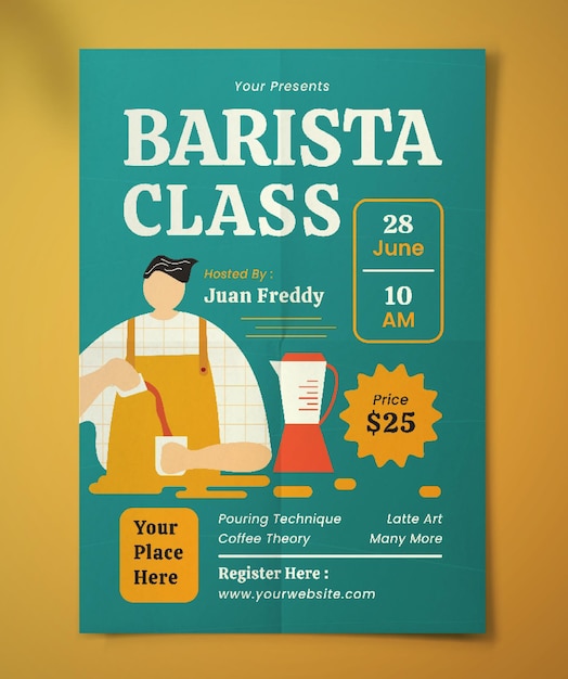 flat design Barista Class Flyer