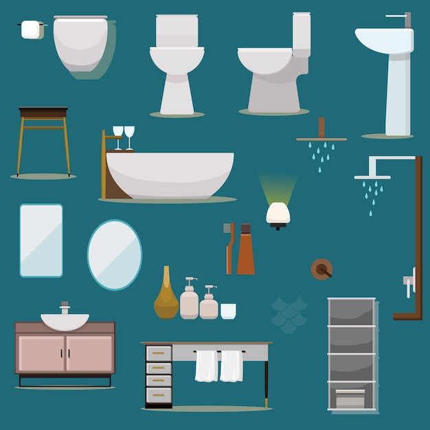 Flat design bathroom furniture collection