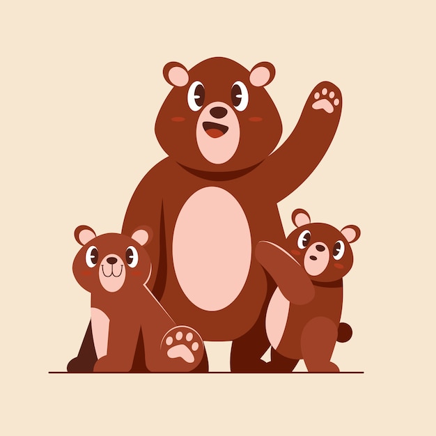 Flat design bear family illustration