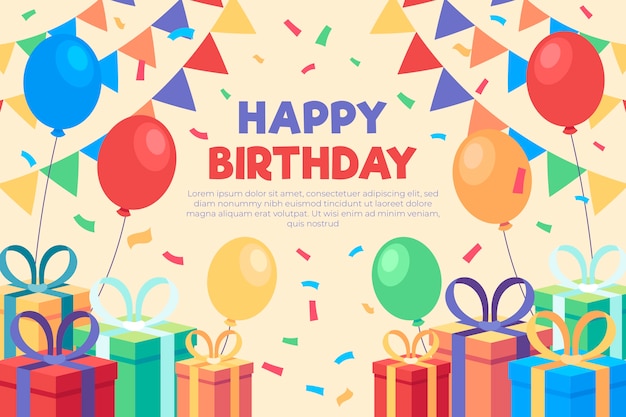 Flat design birthday wallpaper theme