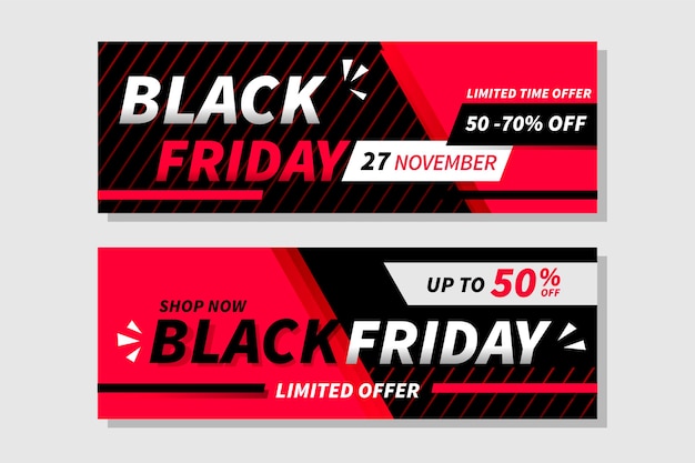 Flat design black friday banners template