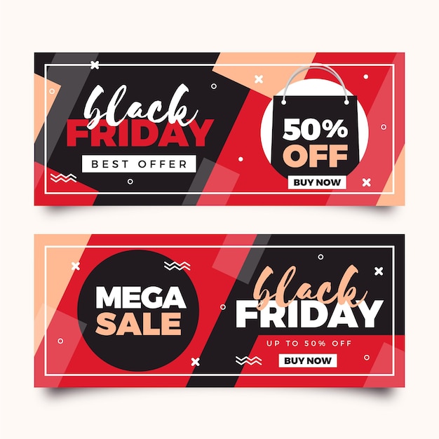 Flat design black friday banners