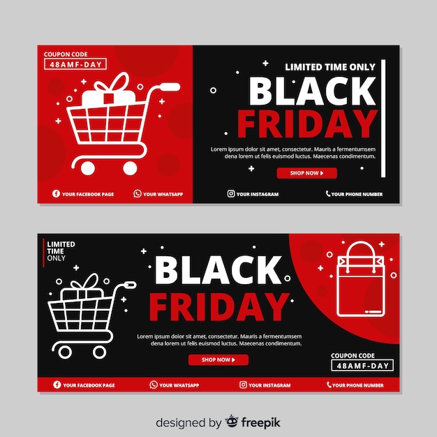 Flat design black friday set of banners