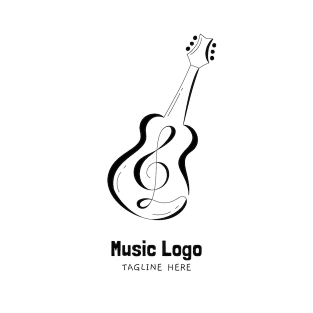 Flat  design black music logo