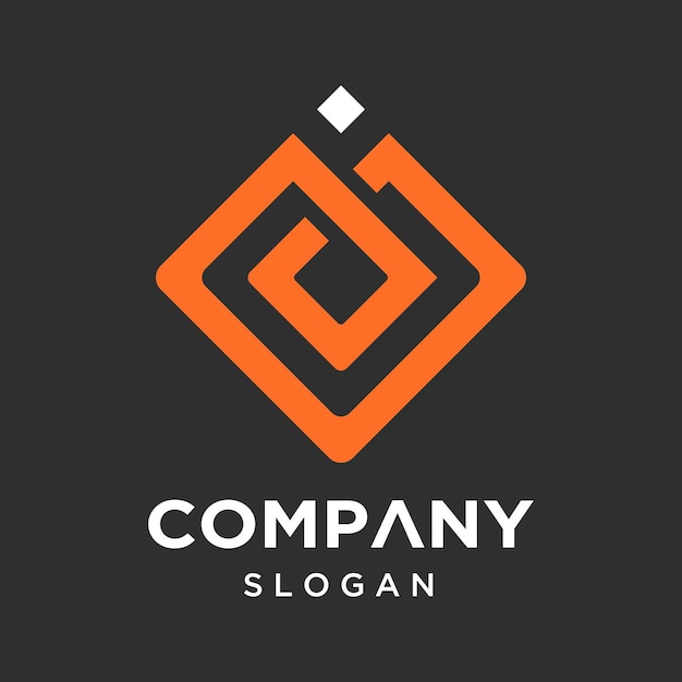 Flat design black and orange logo design