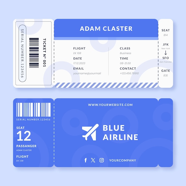 Flat design boarding pass template