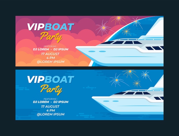 Flat design boat party horizontal banner