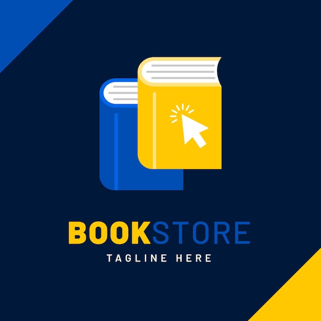 Flat design bookstore logo template