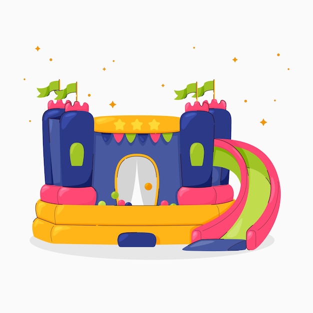 Flat design bounce house illustration