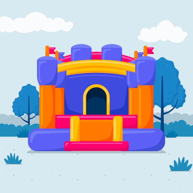 Flat design bounce house logo