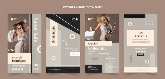 Flat design boutique instagram stories