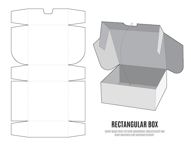 Flat design of box die cut template