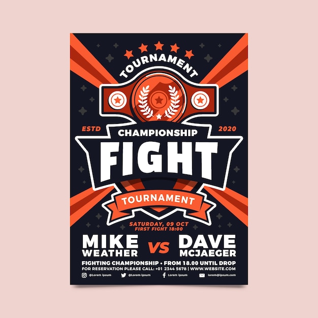 Flat design boxing flyer design