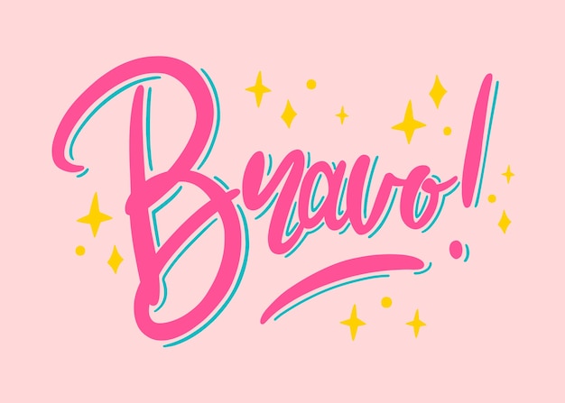 Flat design bravo lettering illustration