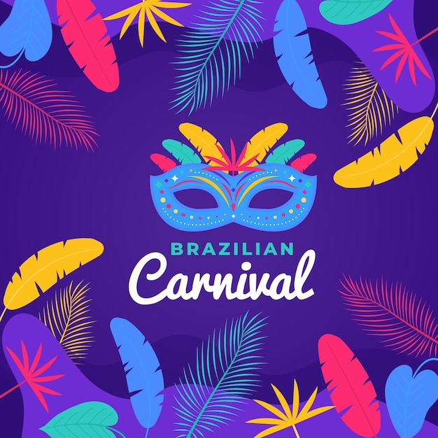 Flat design brazilian colorful carnival leaves