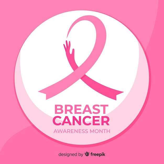 Flat design breast cancer awareness ribbon