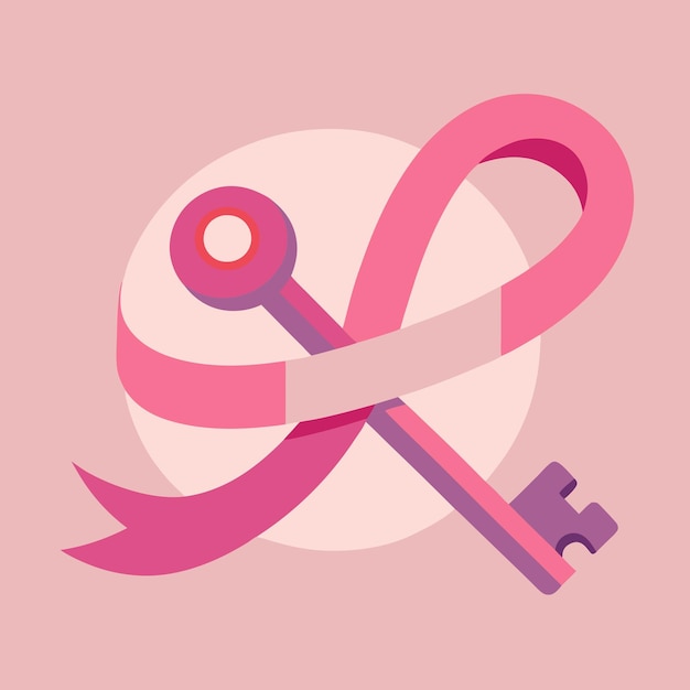 Vector flat design breast cancer awareness with ribbon