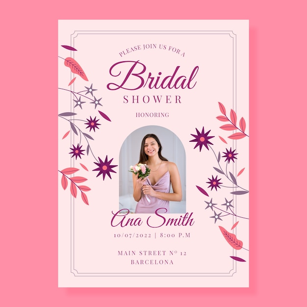 Flat design bridal shower invitation