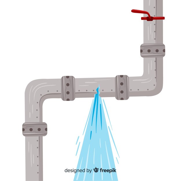 Vector flat design of broken pipe