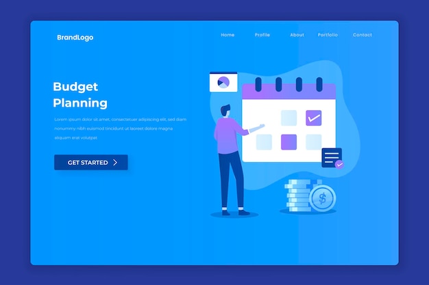 Flat design of Budget Planning concept for websites landing pages