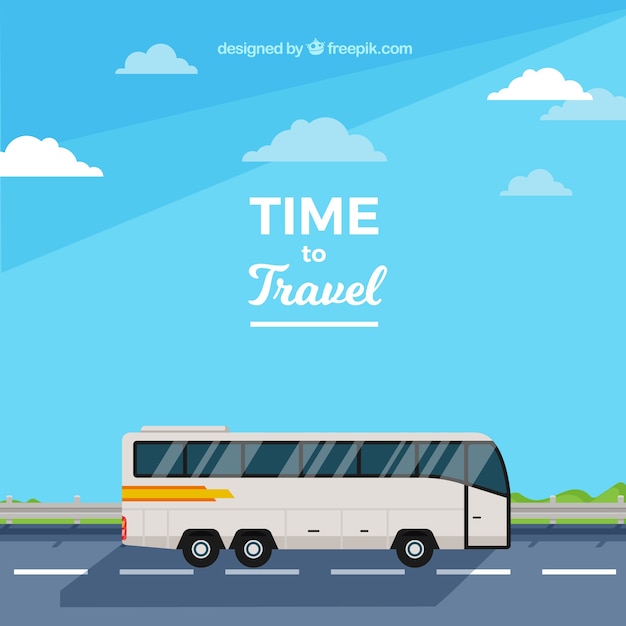 Flat design bus travel background