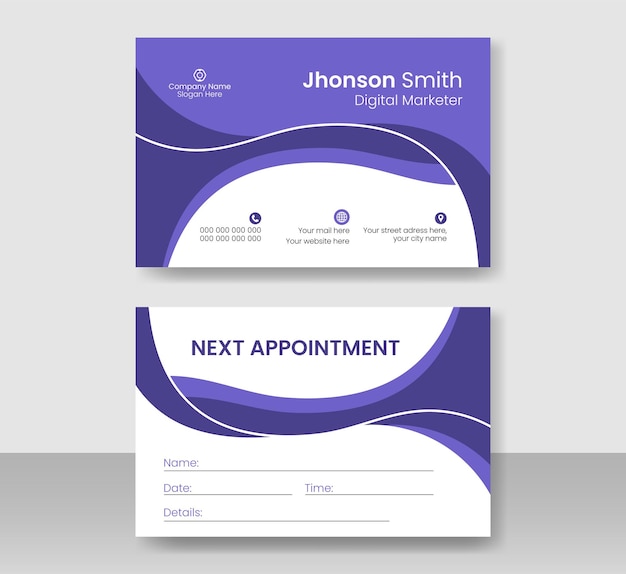 Vector flat design business appointment card template