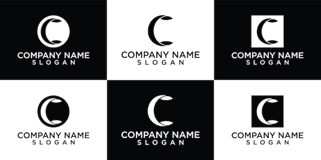 flat design c logo design template