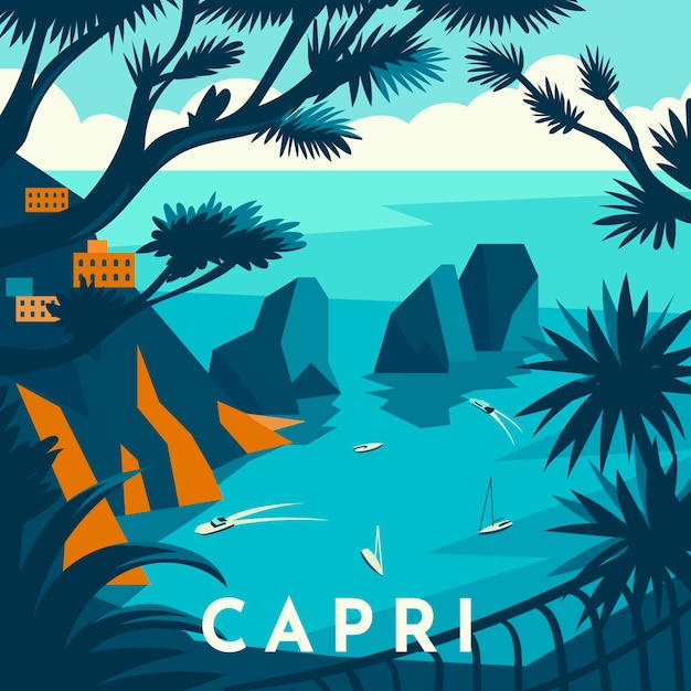 Flat design capri illustration