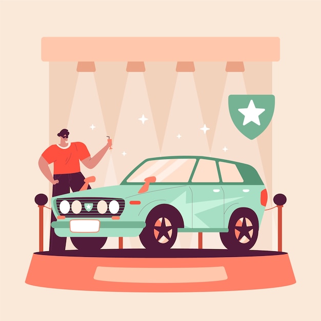 Flat design car show illustration