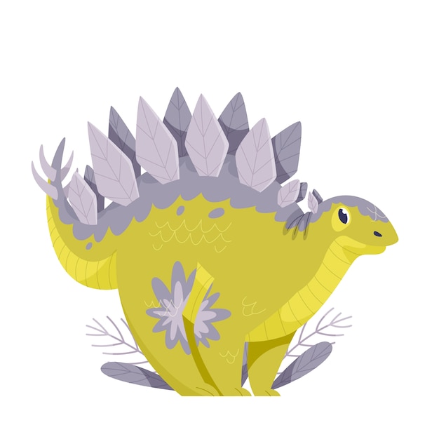 Flat design cartoon stegosaurus illustration