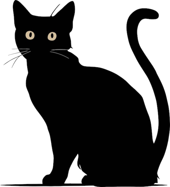 Vector flat design cat silhouette vector on white background