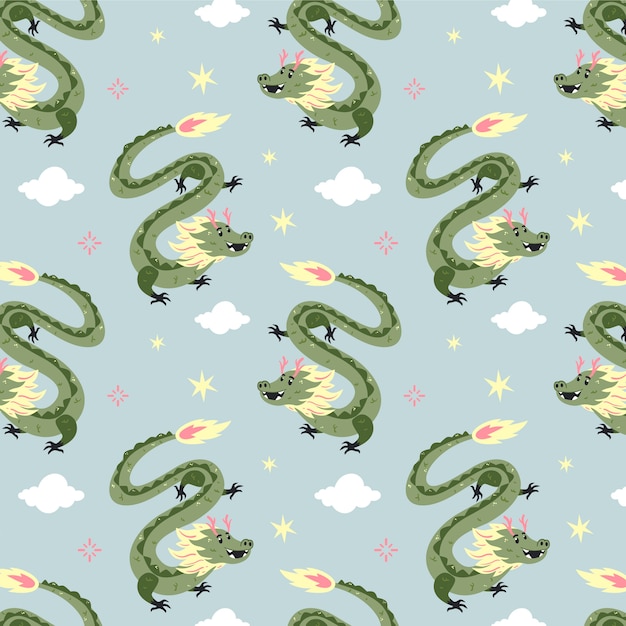 Flat design chinese dragon pattern design