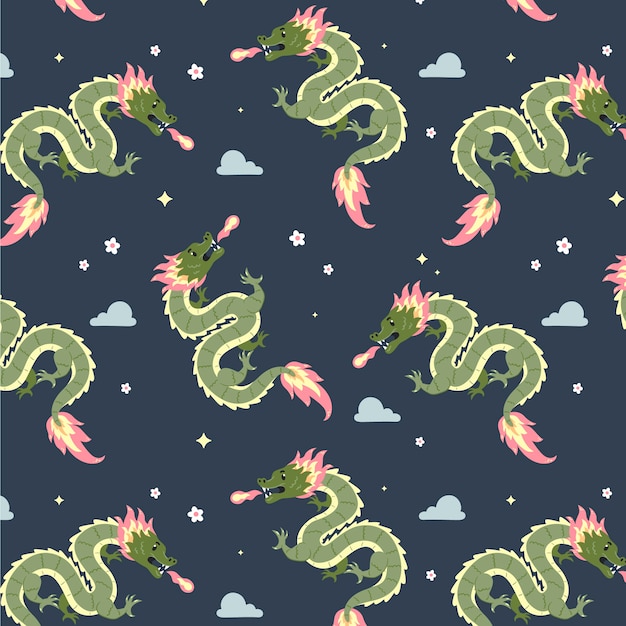 Flat design chinese dragon pattern design