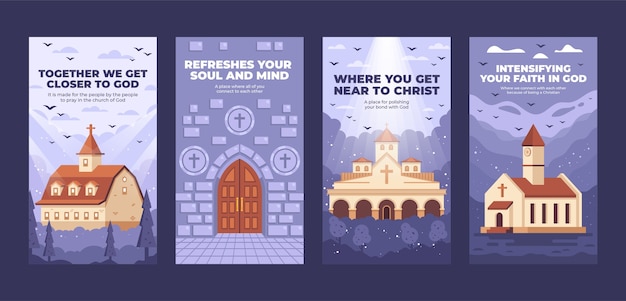 Flat design christian church instagram stories