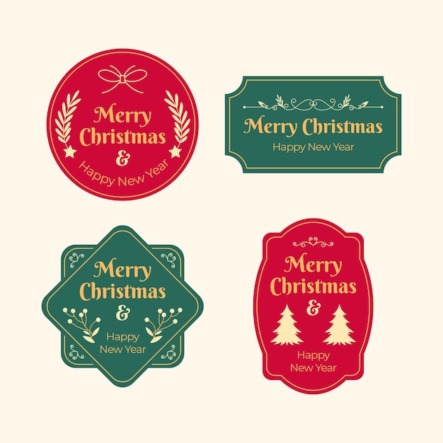 Vector flat design christmas badge collection