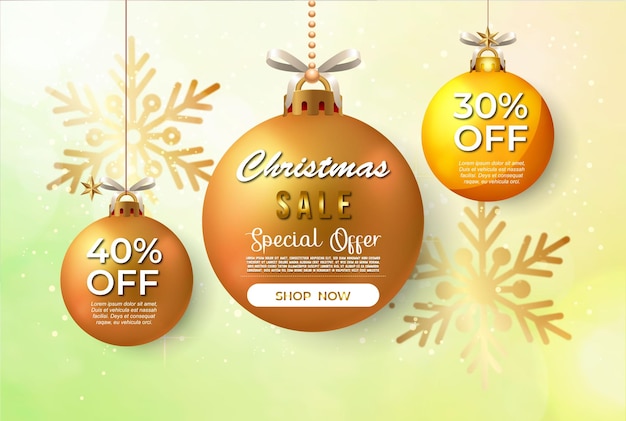 Flat design Christmas banner with globes