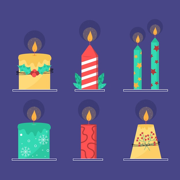 Flat design christmas candle collection