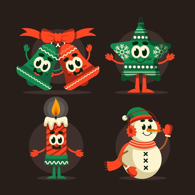 Flat design christmas character collection