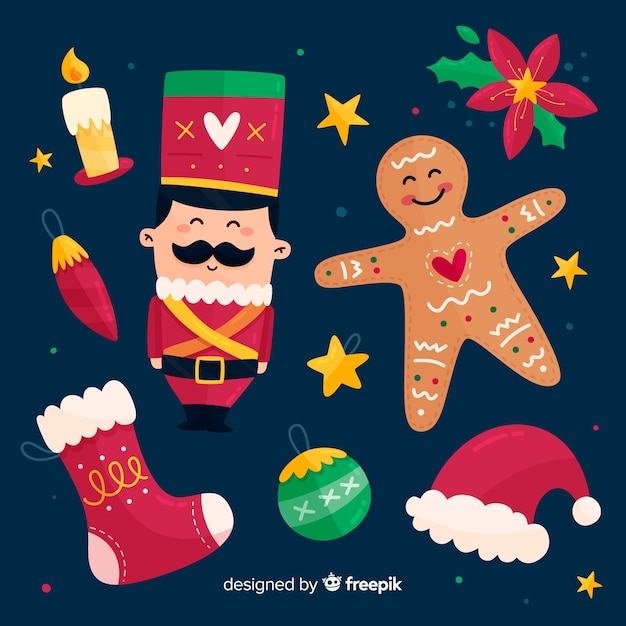 Flat design of christmas element collection