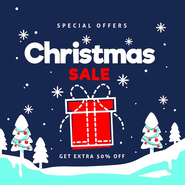 Flat design christmas sale concept