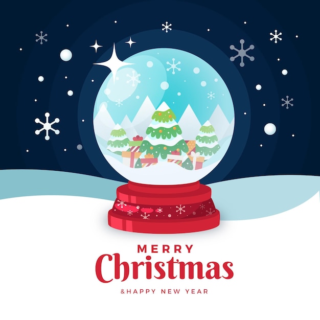 Flat design christmas snowball globe